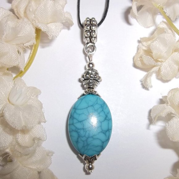 wvluckygirl Jewelry - Necklace, Turquoise Necklace, Turquoise & Silver Necklace, Blue Necklace, 7624